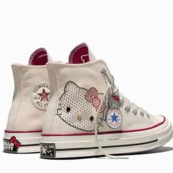 RARE Sanrio Hello Kitty + Swarovski +Converse Chuck 70 Limited Edition M 10 /W12 main image 5